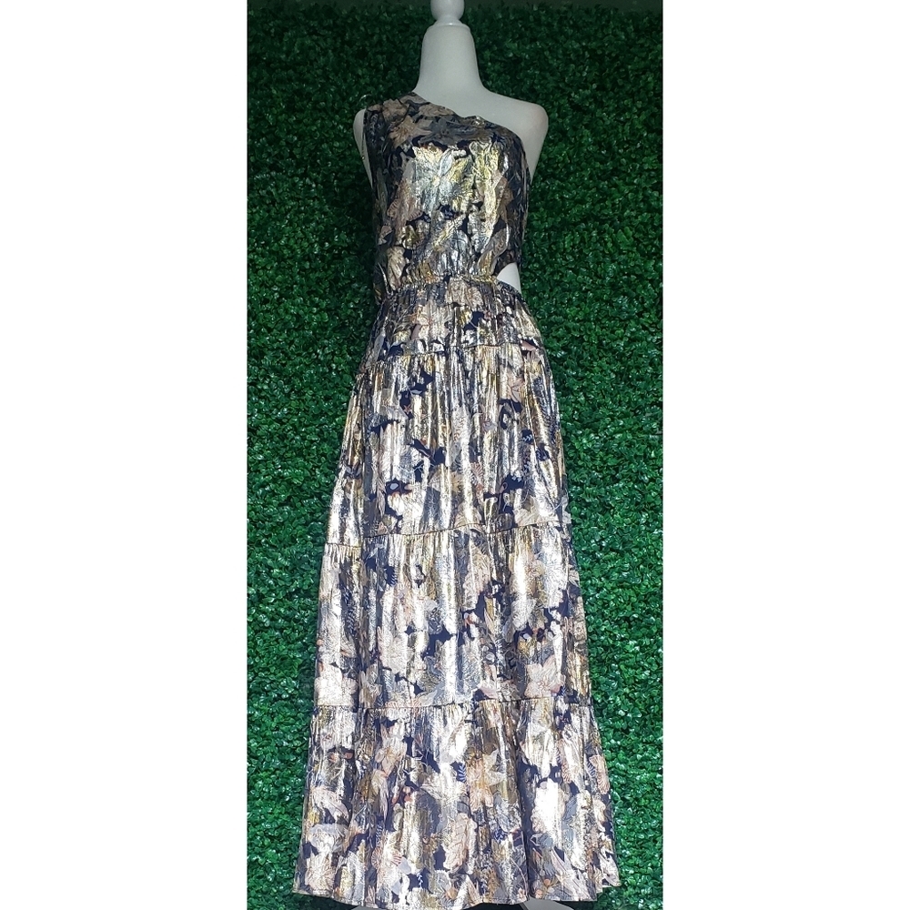 J.Crew Collection One-Shoulder Silk-Lurex® Dress in Lily S… - Picture 4 of 13